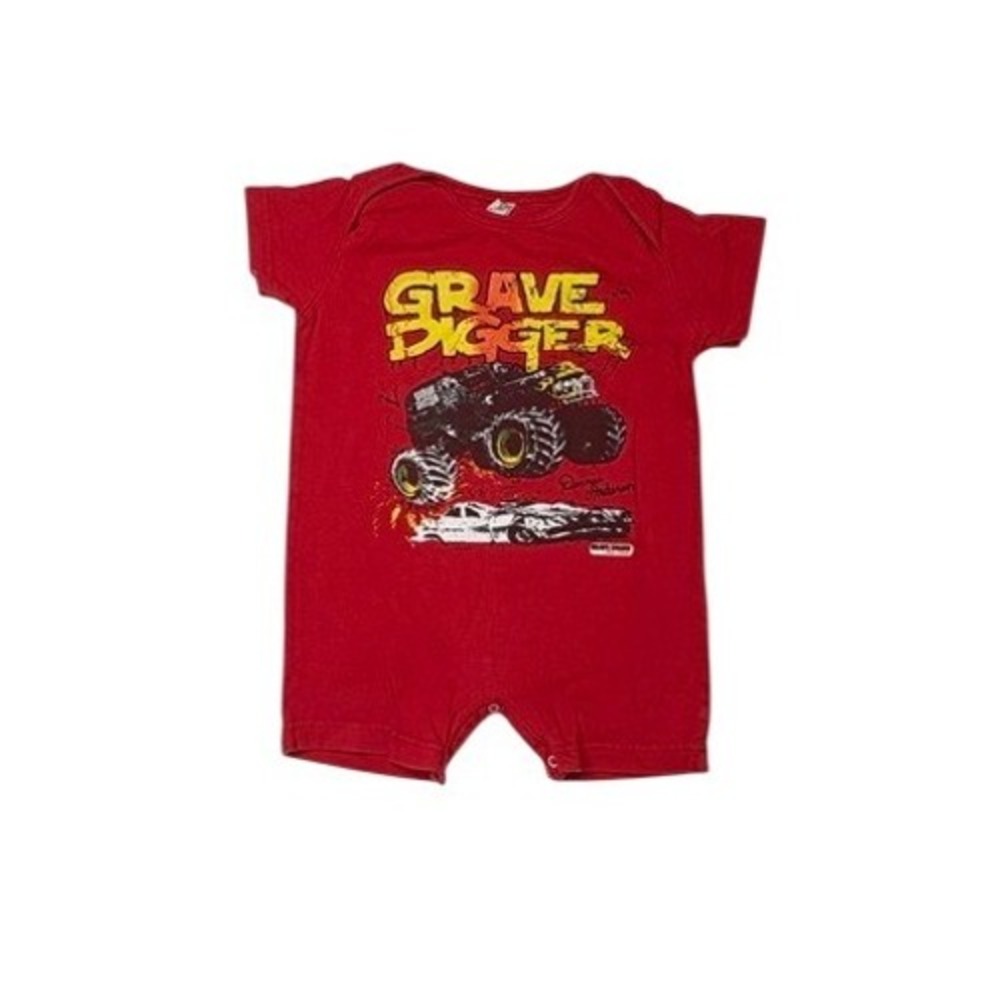 Rabbit Skins + Grave Digger Graphic Red Romper 24 Months Toddler Monster Trucks